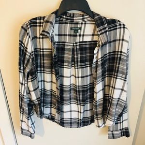Black and white plaid crop